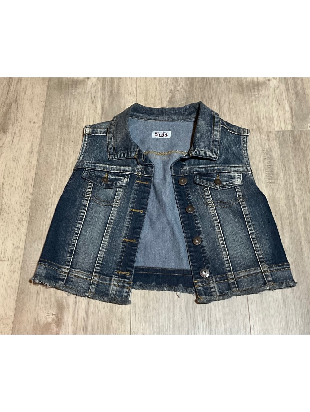 Mudd Denim Vest Size Large Distressed Hem
